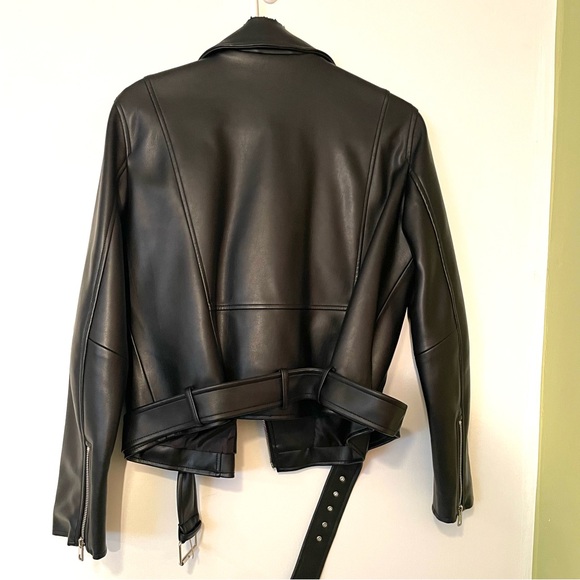 Zara black leather moto jacket - Picture 4 of 5
